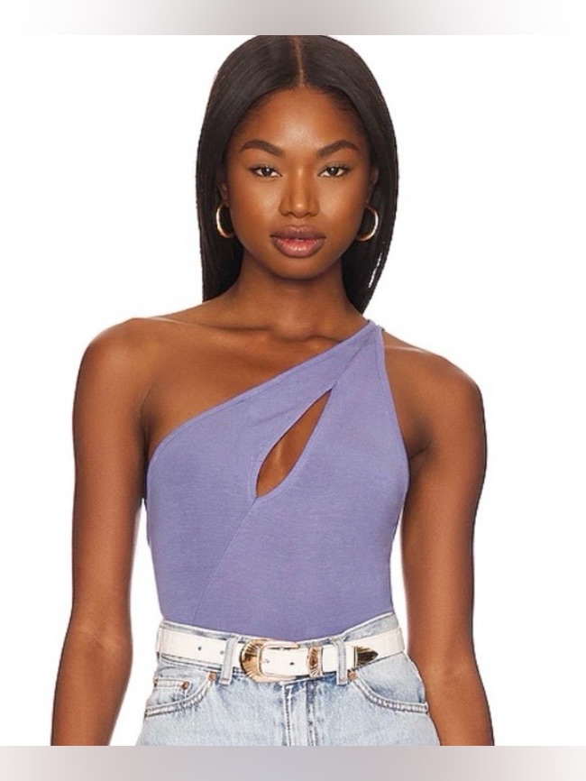 Free People We Wore What Asymmetric One-Shoulder Lavender Top Size Medium
